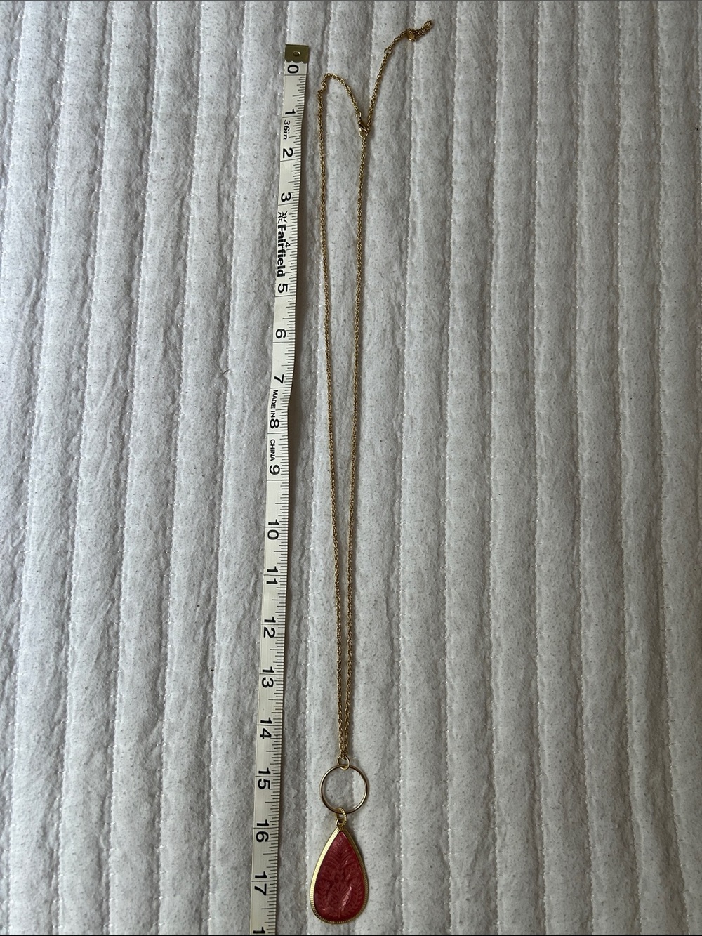 Spartina 449 Gold Necklace with Pink Teardrop Pendant - Picture 7 of 7